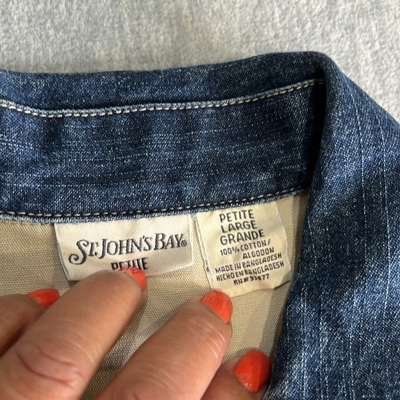 St Johns Bay Denim Blue Women's Jacket Petite 100% cotton - Picture 5 of 9